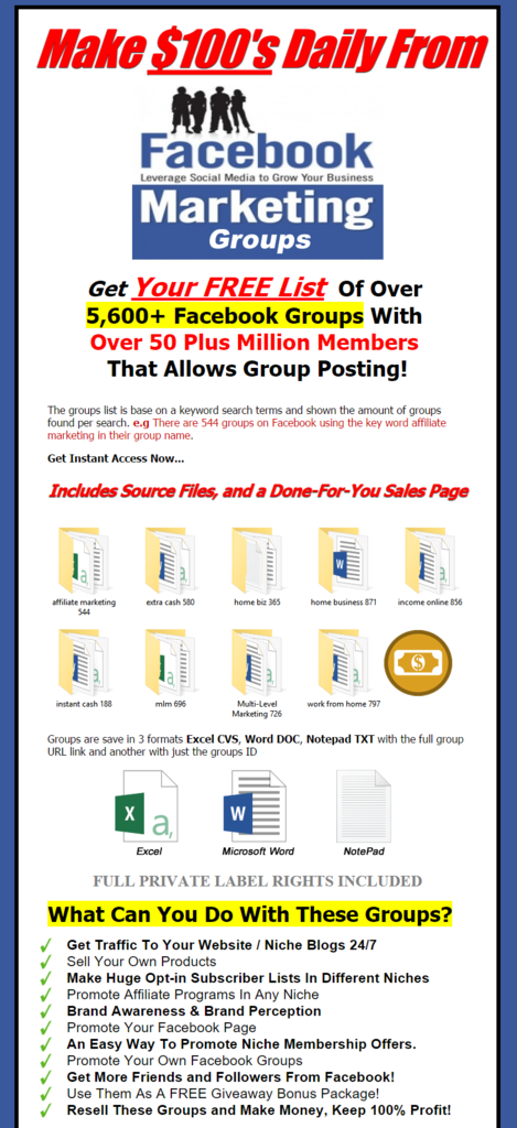 facebookgroups1list 5000+ Facebook Niche Groups List - Make $100s Daily 